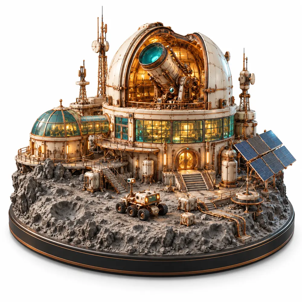 Ein detailreiches Observatorium als Diorama-Idee.