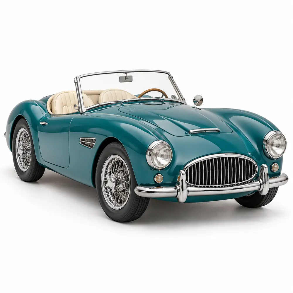 Ein türkisfarbener Oldtimer als Idee für deine Sammlung.