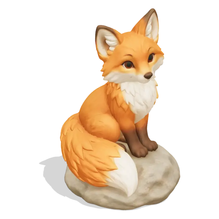 Fuchs auf dem Stein in Farbe